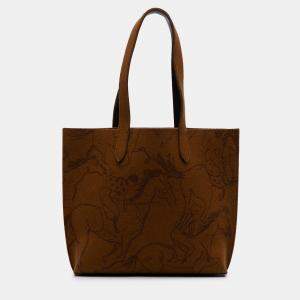 مملوكة مسبقًا Hermes Brown Printed Felt Carrimi Tote MM