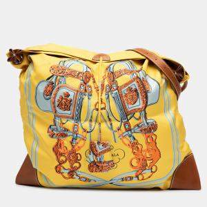 مملوكة مسبقًا Hermes Brown Yellow Silk and Barenia Brides de Gala Silky City 38