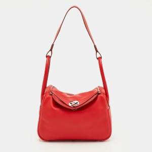 مملوكة مسبقًا Hermès Lindy 26 Palladium Finish Rouge Casaque Swift Leather Bag
