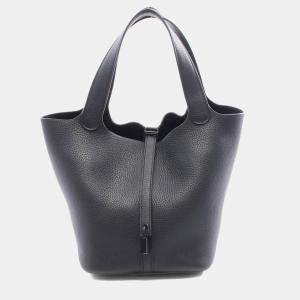 مملوكة مسبقًا Hermes Picotin Lock 22 Black Taurillon Clemence Leather Tote Bag