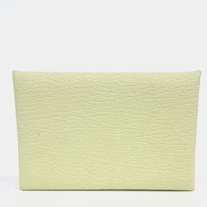 Pre Owned Hermes Yellow Leather Calvi Card Holder