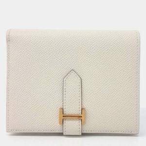 Pre Owned محفظة هيرمس بيارن جلد أبيض نصف