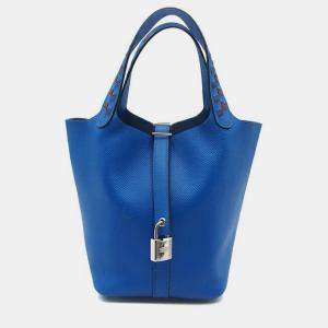 مملوكة مسبقًا حقيبة هيرمس تريساج بيكوتين لوك 18 إبصوم أزرق