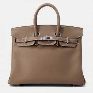 مملوكة مسبقًا Hermes Birkin Size 25 Etoupe Swift Leather Bag