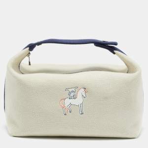 مملوكة مسبقًا Hermès Cabriole Gris Perle Canvas Bride-a-Brac GM Case