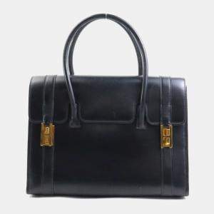 Pre Owned Hermes Handbag Drag 27 Box Calf Scarf Black Gold