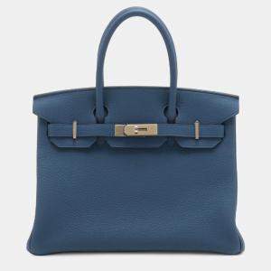 Pre Owned Hermes Blue Togo Birkin Retourne 30