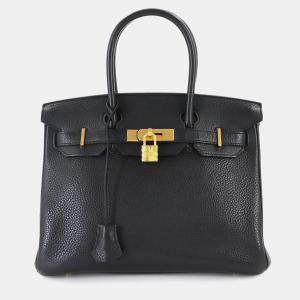مملوكة مسبقًا Hermes Birkin 30 Taurillon Clemence Black Handbag