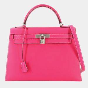 مملوكة مسبقًا Hermes Kelly 32 Epson Rose Tyrien Shoulder Bag