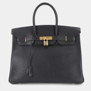 Pre Owned Hermes Birkin 35 Ardennes Black Handbag