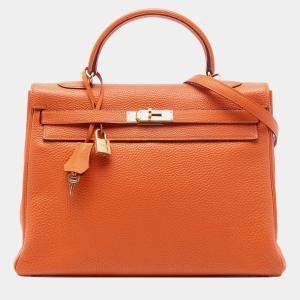 مملوكة مسبقًا Hermes Orange Togo Kelly II Retourne 35