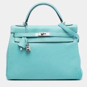 مملوكة مسبقًا Hermes  Kelly II Retourne 32 Blue Togo Bag
