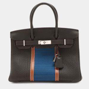 مملوكة مسبقًا Hermes Blue Green Limited Edition Fjord Barenia Birkin Club Retourne 30