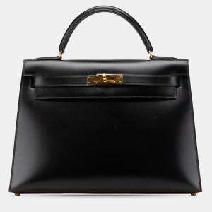 مملوكة مسبقًا Hermes Black Box Calf Kelly Sellier 32