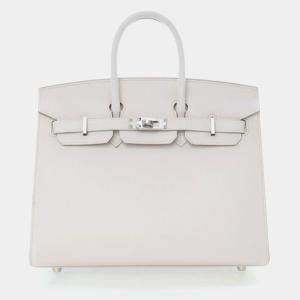 Pre Owned Hermes Gris Pale Epsom Sellier Birkin 25