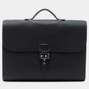 Pre Owned Hermes Black Brown Togo and Swift Sac A Depeches Verso 38