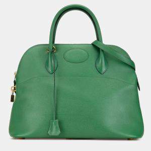 Pre Owned Hermes Green Courchevel Bolide 35