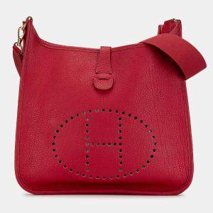 Pre Owned Hermes Red Clemence Evelyne I 33