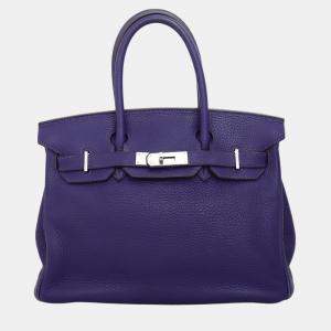 Pre Owned Hermes Birkin 30 Purple Leather Bag