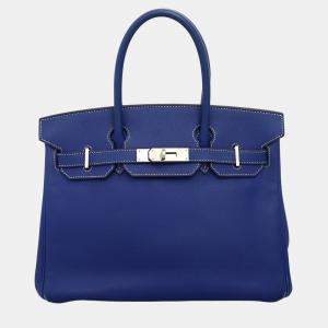 Pre Owned Hermes Blue Epsom Leather Birkin 30 Candy
