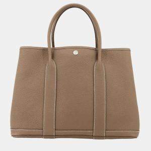 Pre Owned Hermes Garden Party 36 Pm Tote Bag In Negonda Etoupe