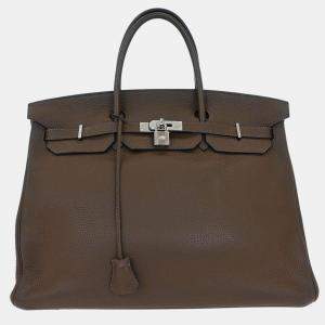Pre Owned حقيبة هيرمس بيركين 40 جلد توريلون كليمنس رمادي توب