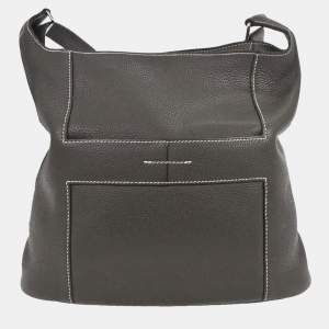 Pre Owned Hermes Graphite Taurillon Clemence Goodnews Pm Shoulder Bag