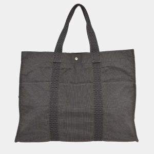 Pre Owned Hermes Gray Canvas Herline Tote Tgm Handbag