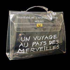 Pre Owned حقيبة هيرمس كيلي فينيل شاطئ سوڤينير دي إكسبوزيشن 1997