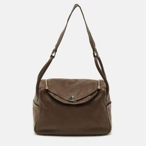 Pre Owned حقيبة هيرمس ليندي مطلية بلاديوم جلد سويفت وردية 34