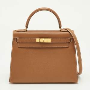 مملوكة مسبقًا حقيبة هيرمس كيلي سيلير 28 جلد إبسوم ذهبي إكسسوار مطلي بلاديوم