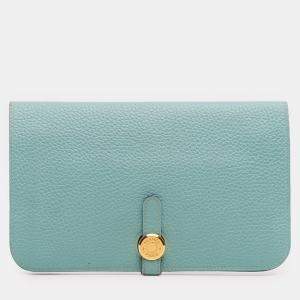مملوكة مسبقًا Hermes Blue Togo Dogon Duo Wallet GM
