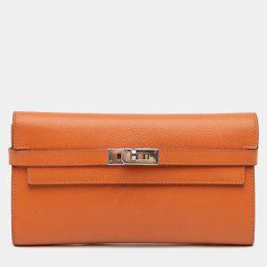 مملوكة مسبقًا Hermes Orange Epsom Kelly Longue Wallet