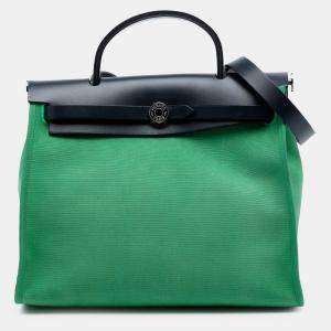 Pre Owned حقيبة هيرمس هيرباج زيپ 31 توال أزرق أخضر