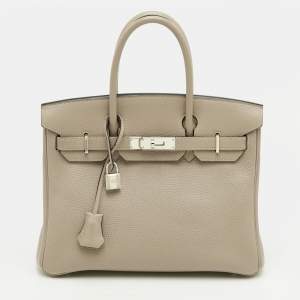 Pre Owned Hermes Birkin 30 Trench Togo Leather Palladium Finish Tote