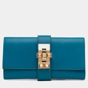 مملوكة مسبقًا حقيبة كلاتش هيرمس 23 ميدور جلد تادلَاكت أزرق