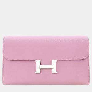 Pre Owned Hermes Mauve Sylvestre Epsom Constance To Go Wallet