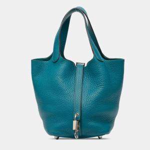 Pre Owned Hermes Blue Clemence Picotin Lock 18