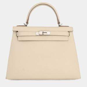 مملوكة مسبقًا Hermes 2021 Chalk White Epsom Leather Kelly Sellier 28