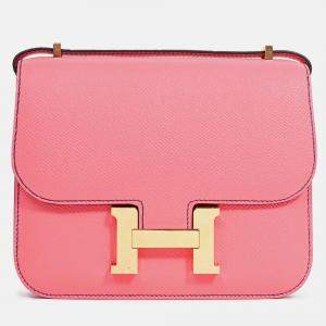 مملوكة مسبقًا حقيبة هيرمس كونستانس 18 جلد إيبسوم وردي