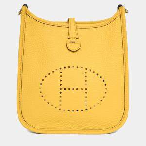 مملوكة مسبقًا Hermes 2024 Yellow Clemence Leather TPM Evelyne Crossbody