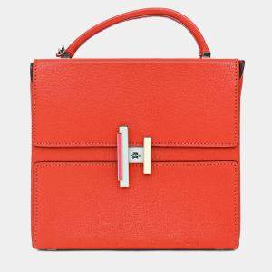 مملوكة مسبقًا Hermes 2018 Red Mysore Leather Cinhetic Box Top Handle