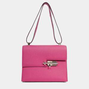 Pre Owned Hermes 2017 Rose Pourpre Epsom Leather Verrou 23 Crossbody Bag