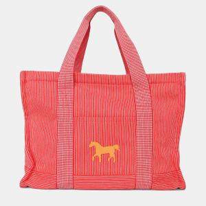 Pre Owned Hermes Red/White Striped Vavalcolor Nappy Bag