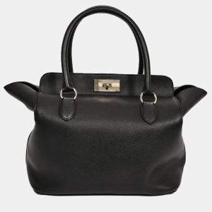 مملوكة مسبقًا Hermes Black Leather Tool Box 26 Top Handle with Strap