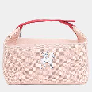 مملوكة مسبقًا Hermes Red/Beige Canvas Large Bride-A-Brac Pouch