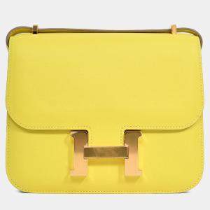 Pre Owned Hermes 2019 Lime Swift Leather Mini Constance 18 GHW
