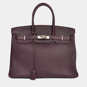 مملوكة مسبقًا Hermes 2008 Raisin Clemence Leather Birkin 35