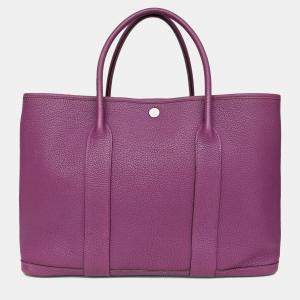 Pre Owned Hermes 2014 Purple Clemence Leather Garden Party 36