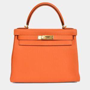 مملوكة مسبقًا Hermes 2015 Orange Togo Leather Kelly 28 with Strap